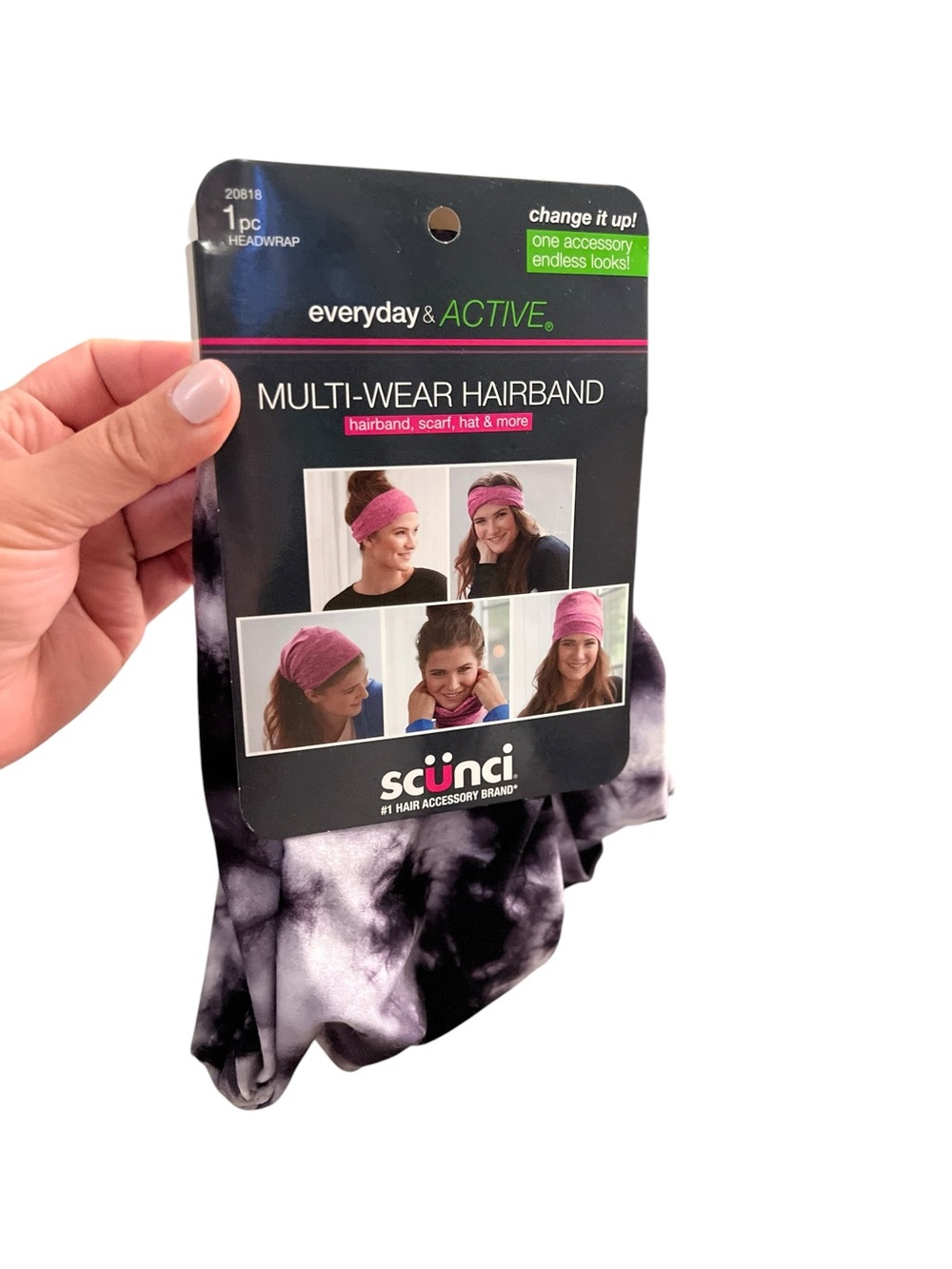 Scunci Everyday Active Multi Wear Hairband Tie Dye Headwrap Scarf - NWT